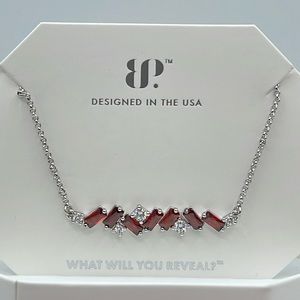 Bomb Party January 2024 Necklace THE CLUSTER NECKLACE RBP6838 Garnet/Diamond CZ